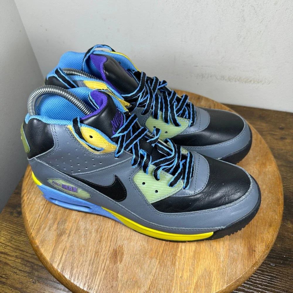 Nike Air Max 90 Sneaker Boot Mens 8.5 Grey Blue Yellow 316339-001 2007